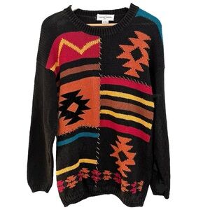 Vintage Casual Corner Oversized Knit Sweater Colorful Southwestern Women’s Small